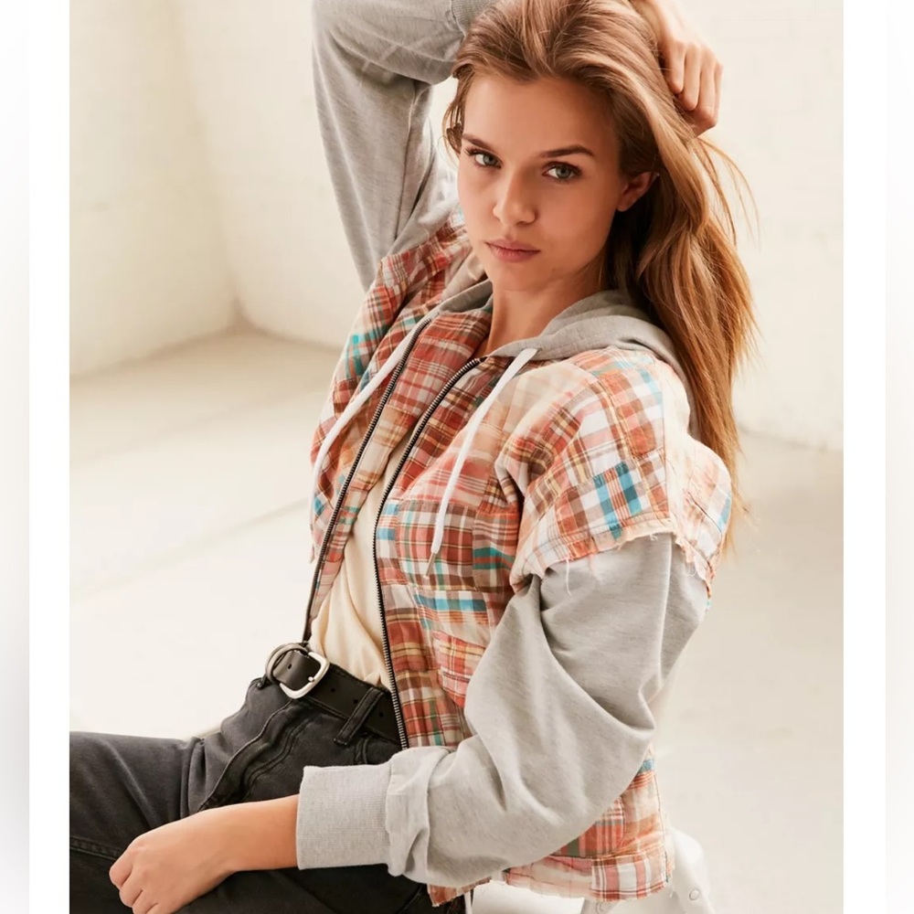 Bdg Casio Multicolored Plaid Patchwork Layered Ut… - image 3